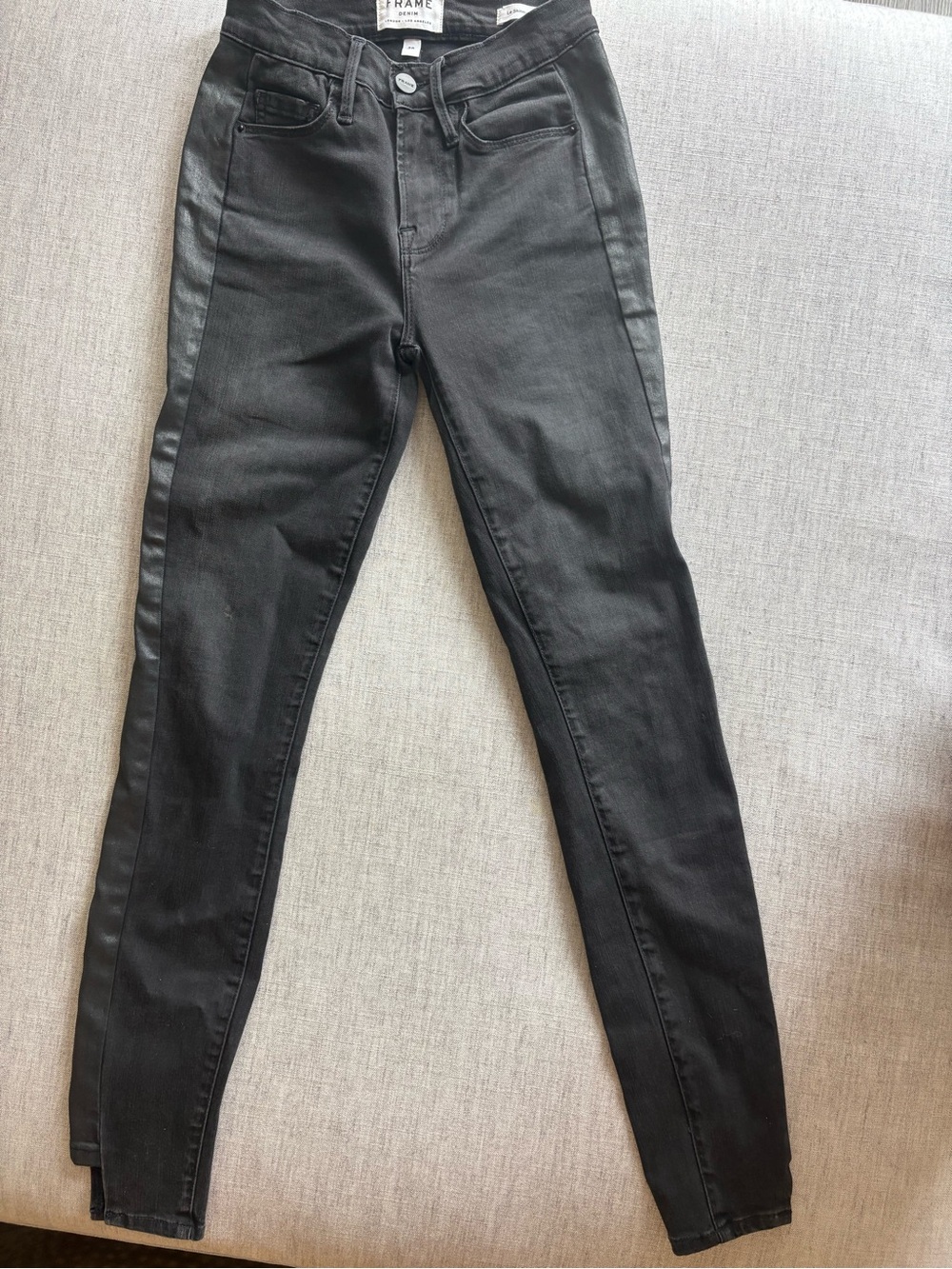 Frame Denim Black Le Skinny Jeggings with Side Panels